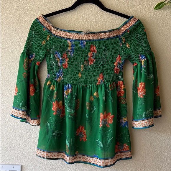 Flying Tomato Tops - Flying Tomato Smocked Floral Off Shoulder Top